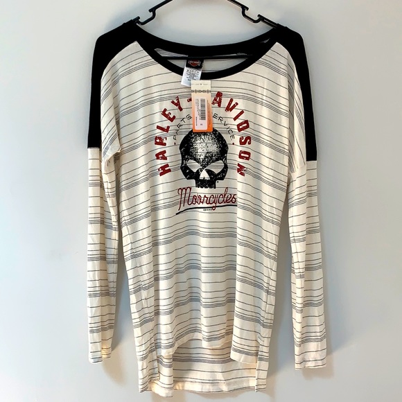 Harley Davidson Baseball Striped T-shirt - Picture 1 of 10